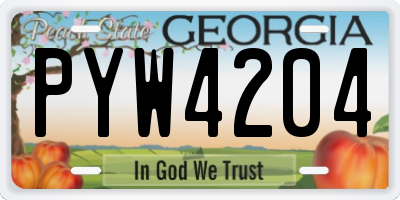 GA license plate PYW4204