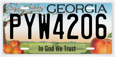 GA license plate PYW4206
