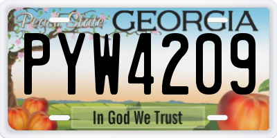 GA license plate PYW4209