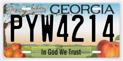 GA license plate PYW4214
