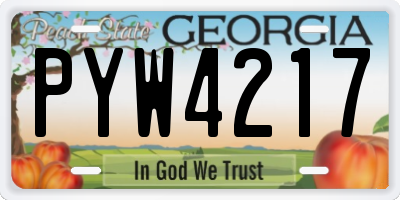 GA license plate PYW4217
