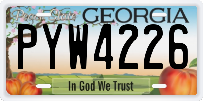 GA license plate PYW4226