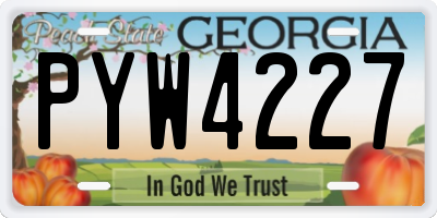 GA license plate PYW4227