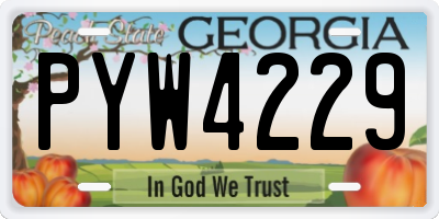 GA license plate PYW4229