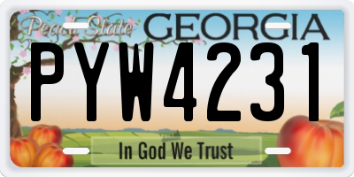 GA license plate PYW4231