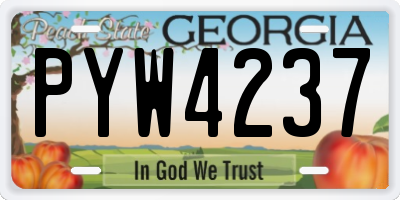 GA license plate PYW4237