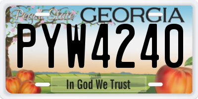 GA license plate PYW4240