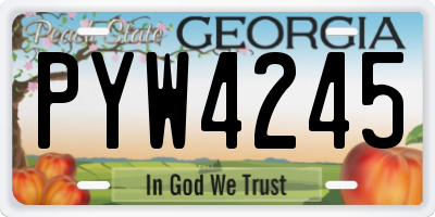 GA license plate PYW4245