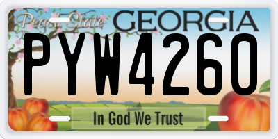GA license plate PYW4260