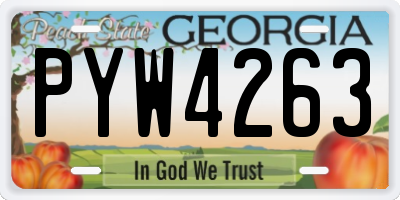 GA license plate PYW4263