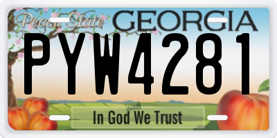 GA license plate PYW4281