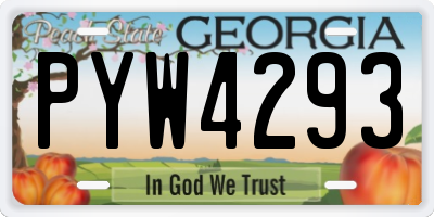 GA license plate PYW4293