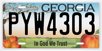 GA license plate PYW4303