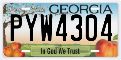GA license plate PYW4304