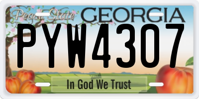 GA license plate PYW4307