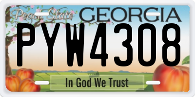 GA license plate PYW4308
