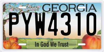 GA license plate PYW4310