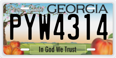 GA license plate PYW4314