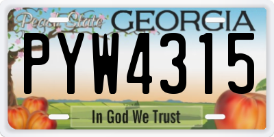 GA license plate PYW4315