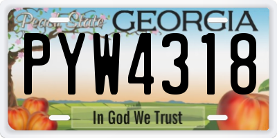 GA license plate PYW4318