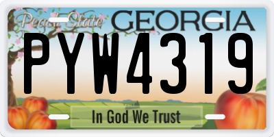 GA license plate PYW4319