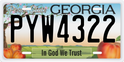 GA license plate PYW4322