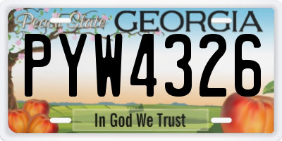 GA license plate PYW4326