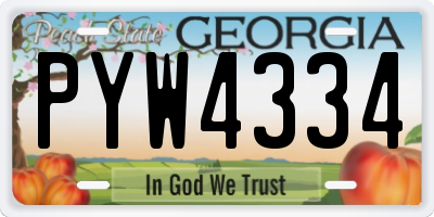 GA license plate PYW4334