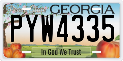GA license plate PYW4335