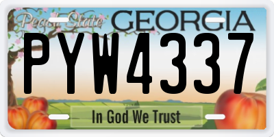 GA license plate PYW4337