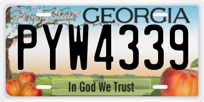 GA license plate PYW4339