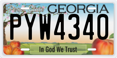 GA license plate PYW4340