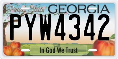 GA license plate PYW4342