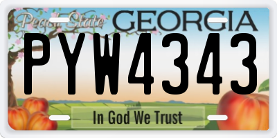 GA license plate PYW4343