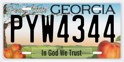 GA license plate PYW4344