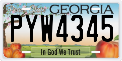 GA license plate PYW4345