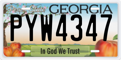 GA license plate PYW4347