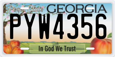GA license plate PYW4356