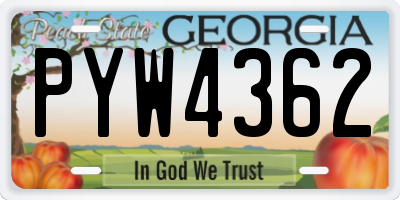 GA license plate PYW4362