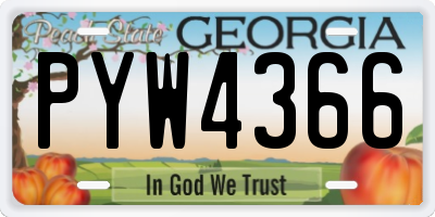 GA license plate PYW4366