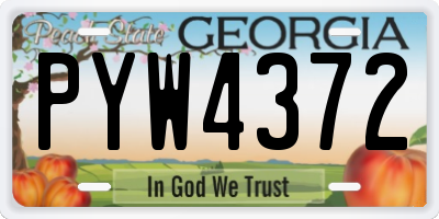 GA license plate PYW4372