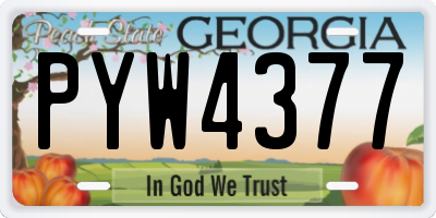 GA license plate PYW4377