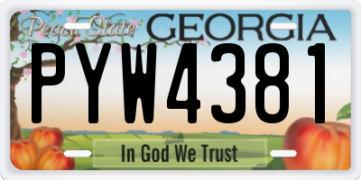 GA license plate PYW4381