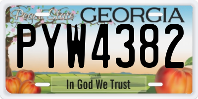 GA license plate PYW4382