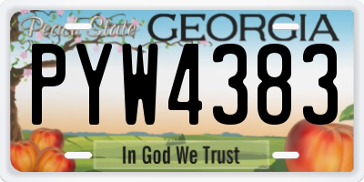 GA license plate PYW4383