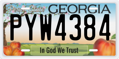 GA license plate PYW4384