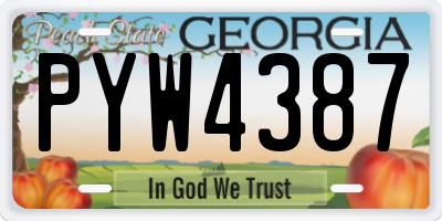 GA license plate PYW4387