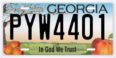 GA license plate PYW4401