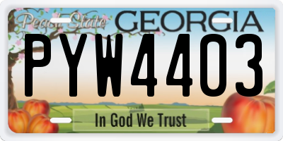 GA license plate PYW4403