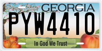 GA license plate PYW4410